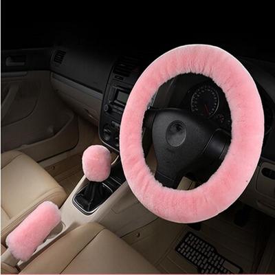 Soft Wool Steering Car Wheel Handbrake Accessory Winter Warm Automotive Interior Cover