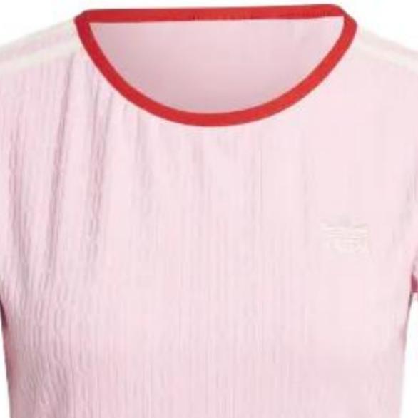 Adidas Originals SS23 Adicolor 70s Retro Series Logo Embroidered Crew Neck Short Sleeve T-Shirt Women Tops Pink IK7845