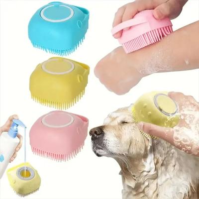Hundschampoborste 2,7 oz 80 ml Kattmassagekam Pälsvårdsborste för Badning Kort Hår Mjuk Silikongummi