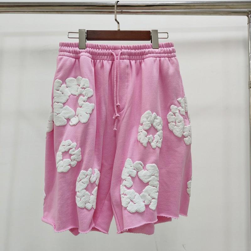 Mens Cotton Denim Tears Inspired Oversized Shorts With Floral Print Loose Fit Streetwear