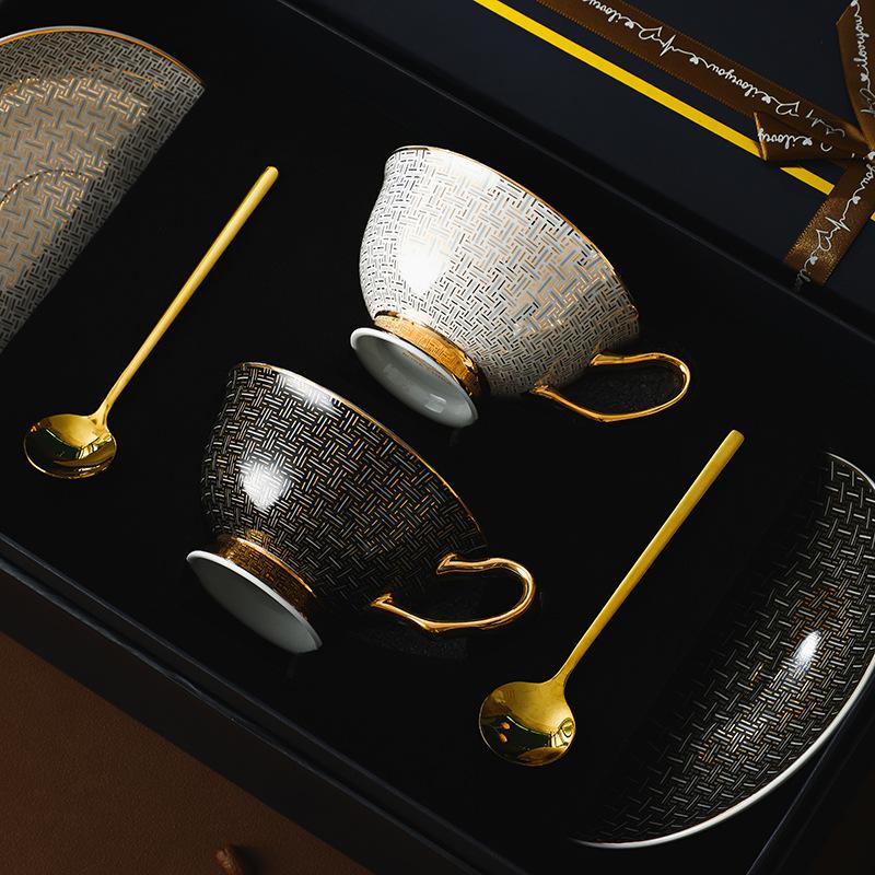 Jinge Set Tazza da Caffè e Sottotazza in Ceramica Ossea Europea Set da Tè Pomeridiano Britannico Retro Scatola Regalo Tazza da Tè Regalo