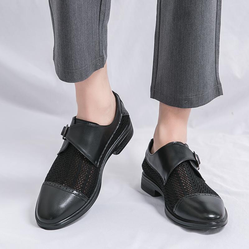 Mode Sommer Neue Gelochte Graue Lederschuhe Lässige Leder Herrenschuhe Dicksohlige Formelle Oxford Schuhe Bequemes Männliches Klassisches Kleidungsschuhwerk