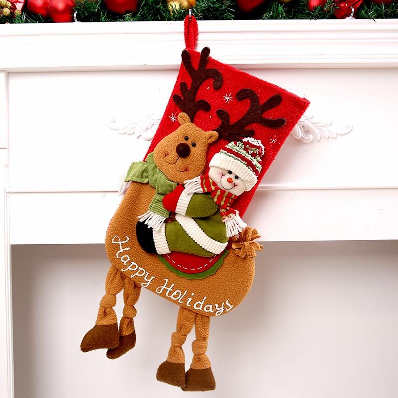 Christmas Decoration Riding Deer Old Man Snowman Gift Socks Children Christmas Gift Socks Window Pendant