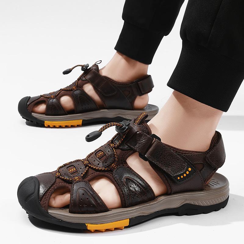 Fashion Brand Summer Men's Sandals Genuine Leather Beach Roman Sandals New Comfortable Men Outdoor Sneakers Plus Size Summer Men Shoes