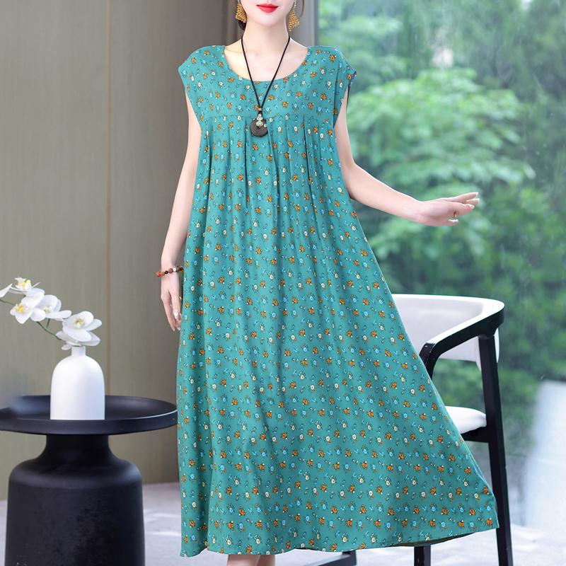 Plus Size Sommer Vintage Kleid Frau Oversize Lose ärmellose lässige elegante lange Kleider