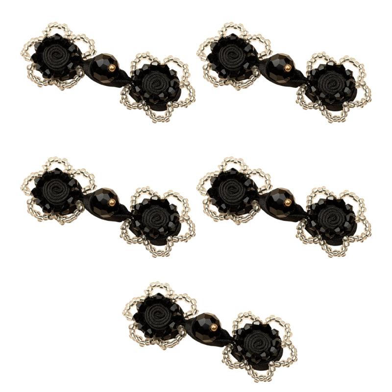Rose Knot Button Closure 5 Piece Decorative Cheongsam Collar Button for Costume Neckline Sewing and Traditional Apparel Project