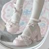 Fashion Lolita Red High Heels Cute Pumps Shoes Spring Autumn Lace Thick High Heels Single Shoes Patent Leather Mary Jane Women's Shoes