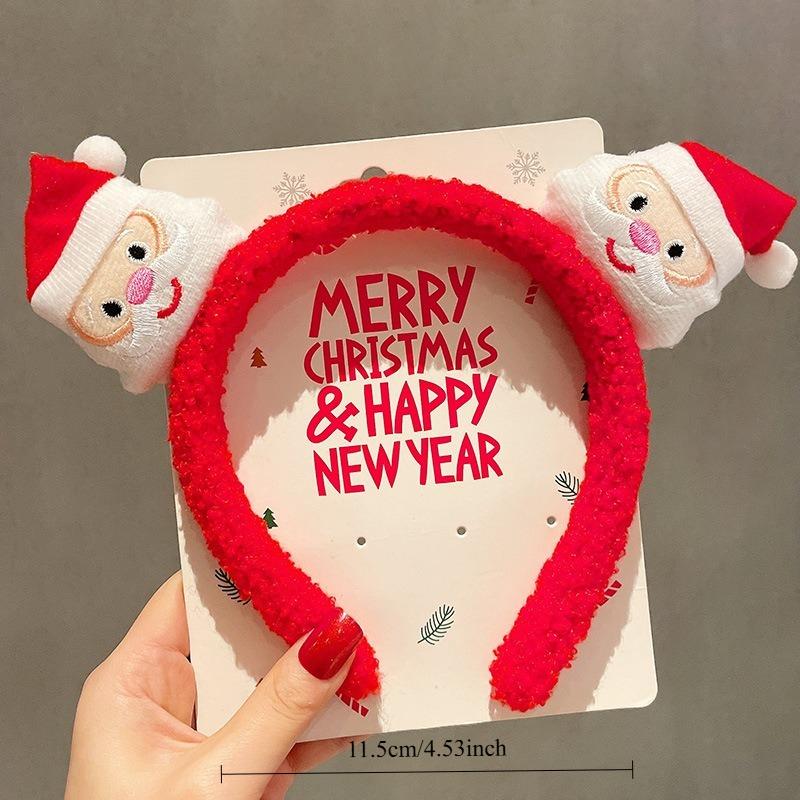 Christmas Plush Headband Small Gift Cute Santa Claus Head Elk Hoop Children's Festival Performance Hair Accessories Decorations
