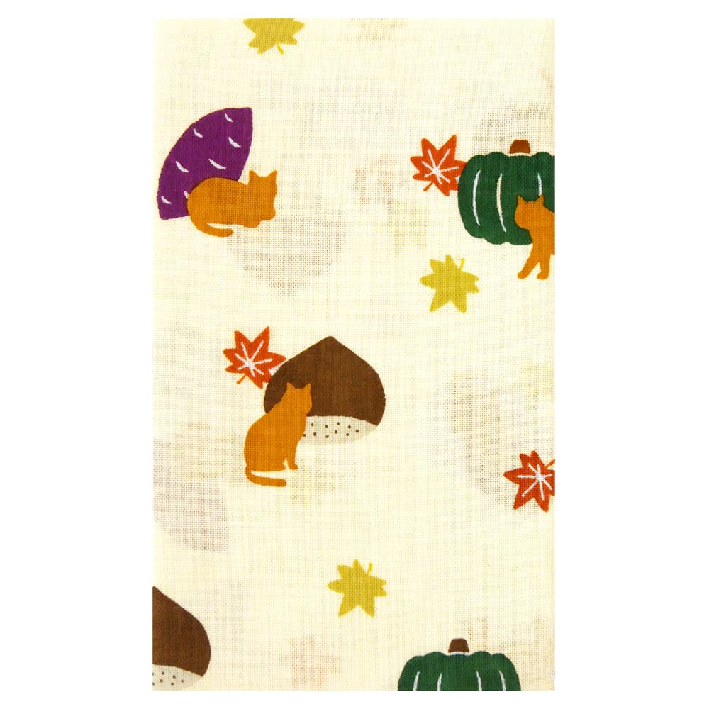 Hamamonyo Tenugui (Japanese hand towel) - Sweet Potato and Chestnut Cat - Off