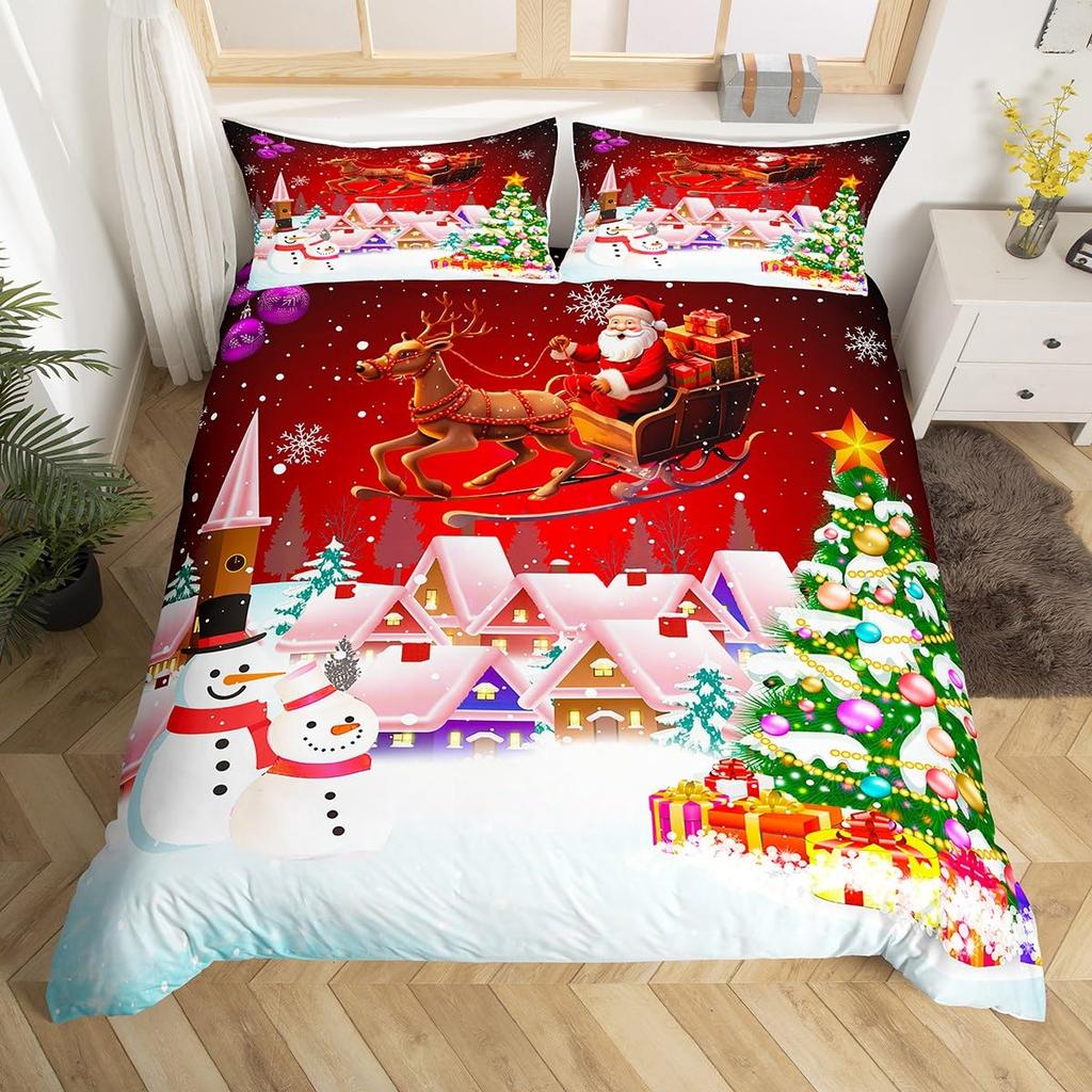 Christmas Tree Duvet Cover Set For Kids Queen Lightweight Down Quilt Covers Room Decor 2 Pillowcases 1 Duvet Cover No Comforter