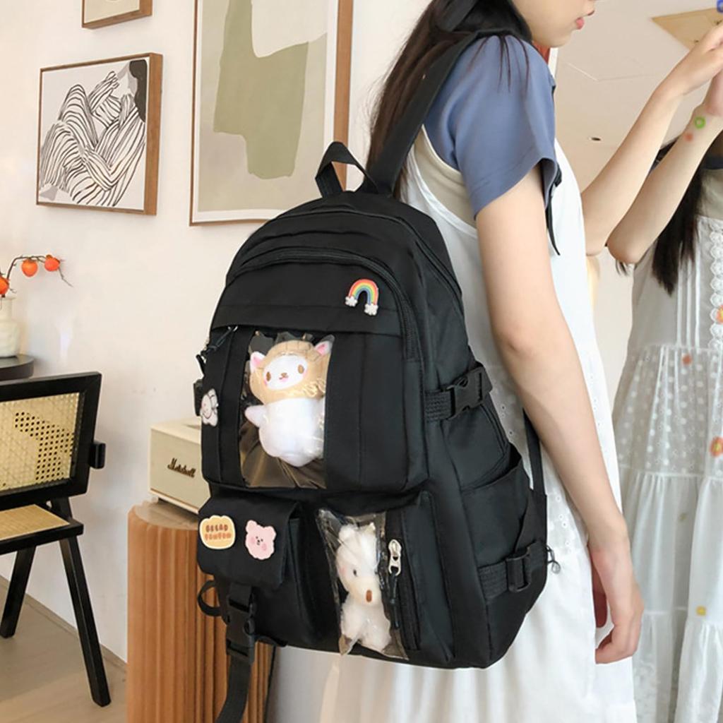 Euetiq Ita Bag Backpack, Clear Bag, Women's, JK, Otaku, Oshikatsu Goods, Lightweight, Large Capacity, Black