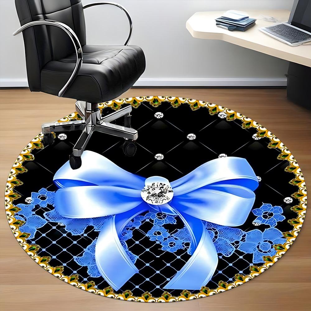 1pc Elegant BowChair Carpet for Office, Indoor Non-Slip Washable Polyester Fiber Carpet, Mat For Office, Machine Washable