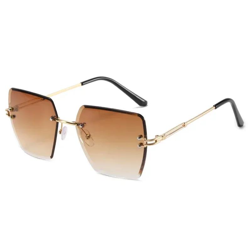 

Outdoor Use Rimless Square Shape Sunglasses for Women Men Colorful Minimalist Sun Eyeglasses Mirror Black Gradient Colors Designer Style Brand Fashion Other