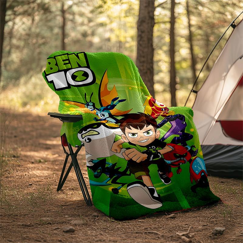 1pc Ben10 Theme Blanket - Digital Print, Polyester, Cozy for All Seasons, Perfect for Outdoor, Camping, and Travel