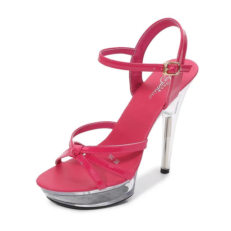 Fashion Super high heel 12.5CM summer diamond female waterproof platform hollow fish mouth shoes sexy fairy thin heel sandals