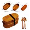 KIKUMO Bentwood Two-Tier Bento Box, 900ml, Natural Lacquer Finish, Lightweight (220g), Includes Wooden Chopsticks and Spoon Set, for Commuting and Out