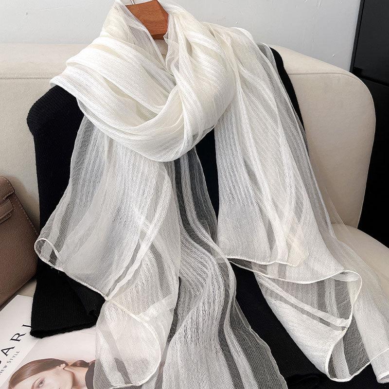 Silk Blended Light and Thin Yarn Women's Spring and Summer Sunscreen Shawl Silk Scarf Versatile Decorative Long Scarf Elegant Fashion Scarf