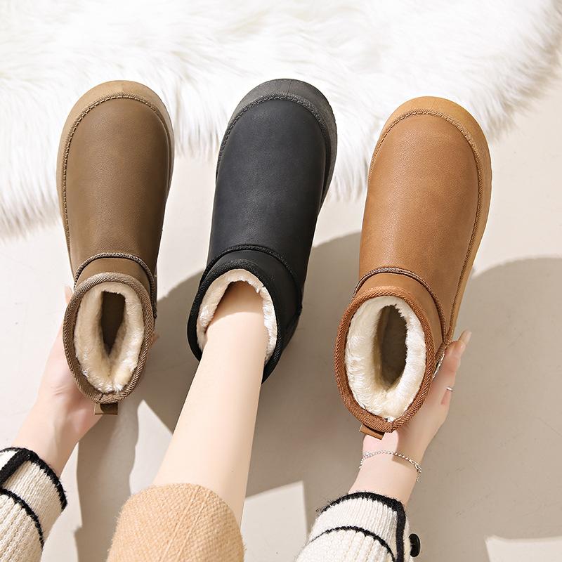 Snøstøvler med tykksåle og høy hæl i store størrelser for kvinners vinter nye fløyel fortykket student bomullssko bomullsstøvler