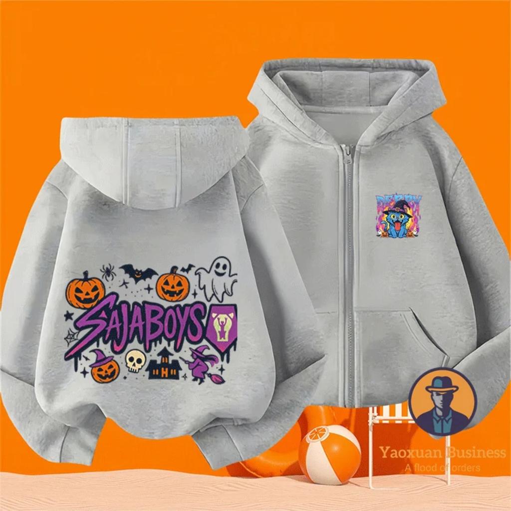 2025 Popular KPop Devil Hunter Girl Zipper Hoodie Cute Cartoon Print Autumn/Winter Fashion Clothing