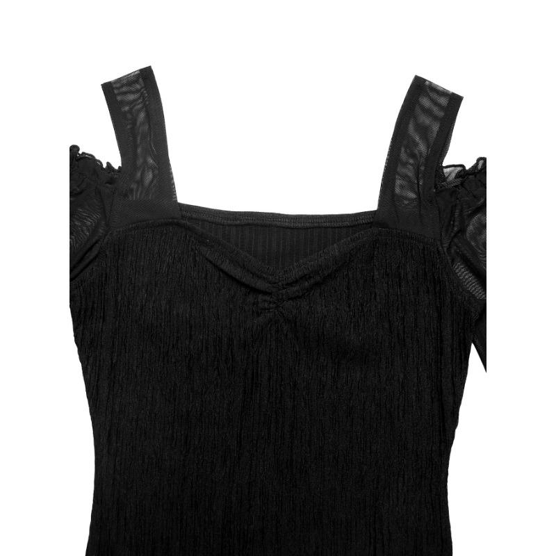 Fashionable Leaky Shoulder See-through Long-sleeved Jumpsuit Sexy Hot Girl Square Neck Slim Jumpsuit for Women