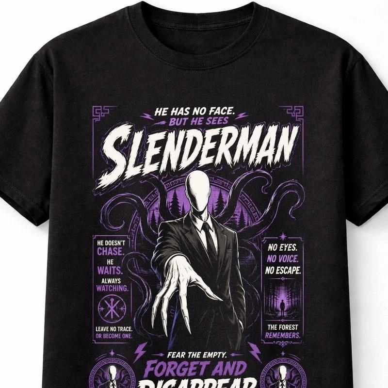SlenderUnisex Horror Creepypasta Gothic Graphic Unisex TShirt S