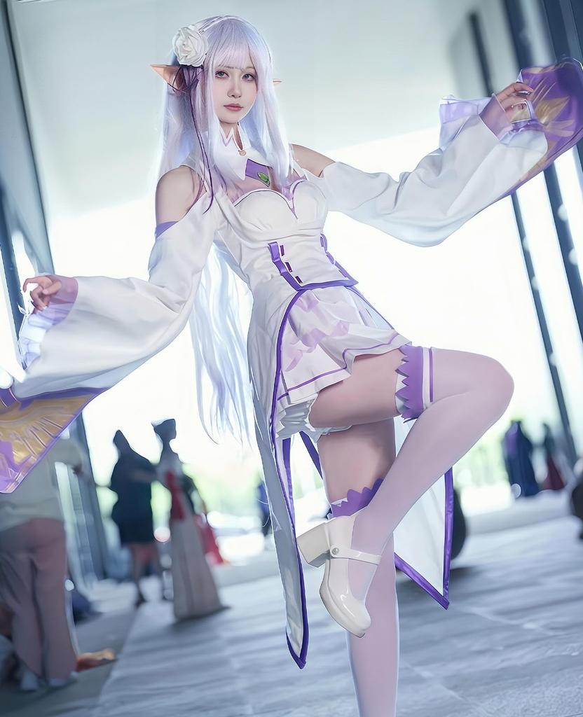 Cosplay Deluxe Edition Emilia Cosplay-kostyme Scene Skole Starting Life in Another World Casual Størrelse [Nou-satsu] ReZero Kjole, Anime, Halloween,