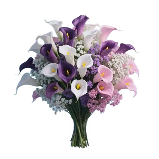 Calla Lily Artificial Flower Bouquet Mixed Calla Lily Baby's Breath Tulip