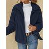 JPNTKY Women's Vintage Casual Solid Color Print Autumn Winter Long Sleeve POLO Neck Jackets & Coats