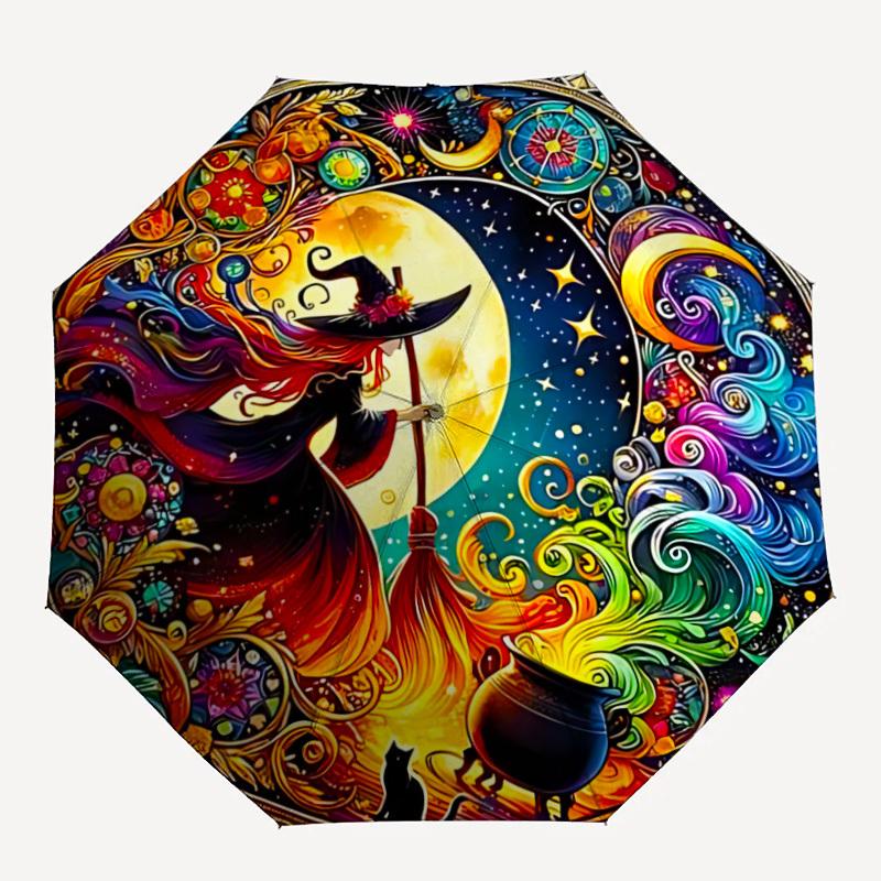 

1pc Witchcraft Moonlight Fashionable Automatic Opening/Closing Folding Umbrella with 8 Bones, Windproof Portable, Daily Use42