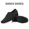 Black Modern Shoes Men's Standard Ballroom Dance Shoes Cloth Competition Latin Dance Shoes 2.5cm Heel