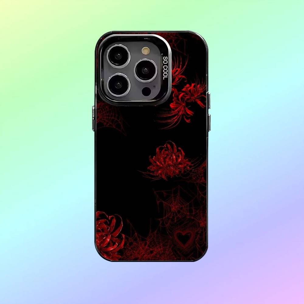 Rote Spinnenlilie Blume Handyhülle   Für iPhone17,16,15,14,13,12,11 Plus,Pro Max Schwarz Candy Matt Stoßfeste Hülle