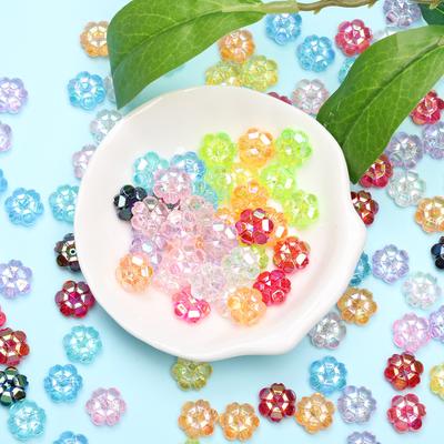 Hanmade 10 mm bunt 120 Stück zufällig gemischtes Armband AB transparente Acryl-Blumenperlen lose Perlen Pflaume für DIY-Schmuckherstellung Halskette