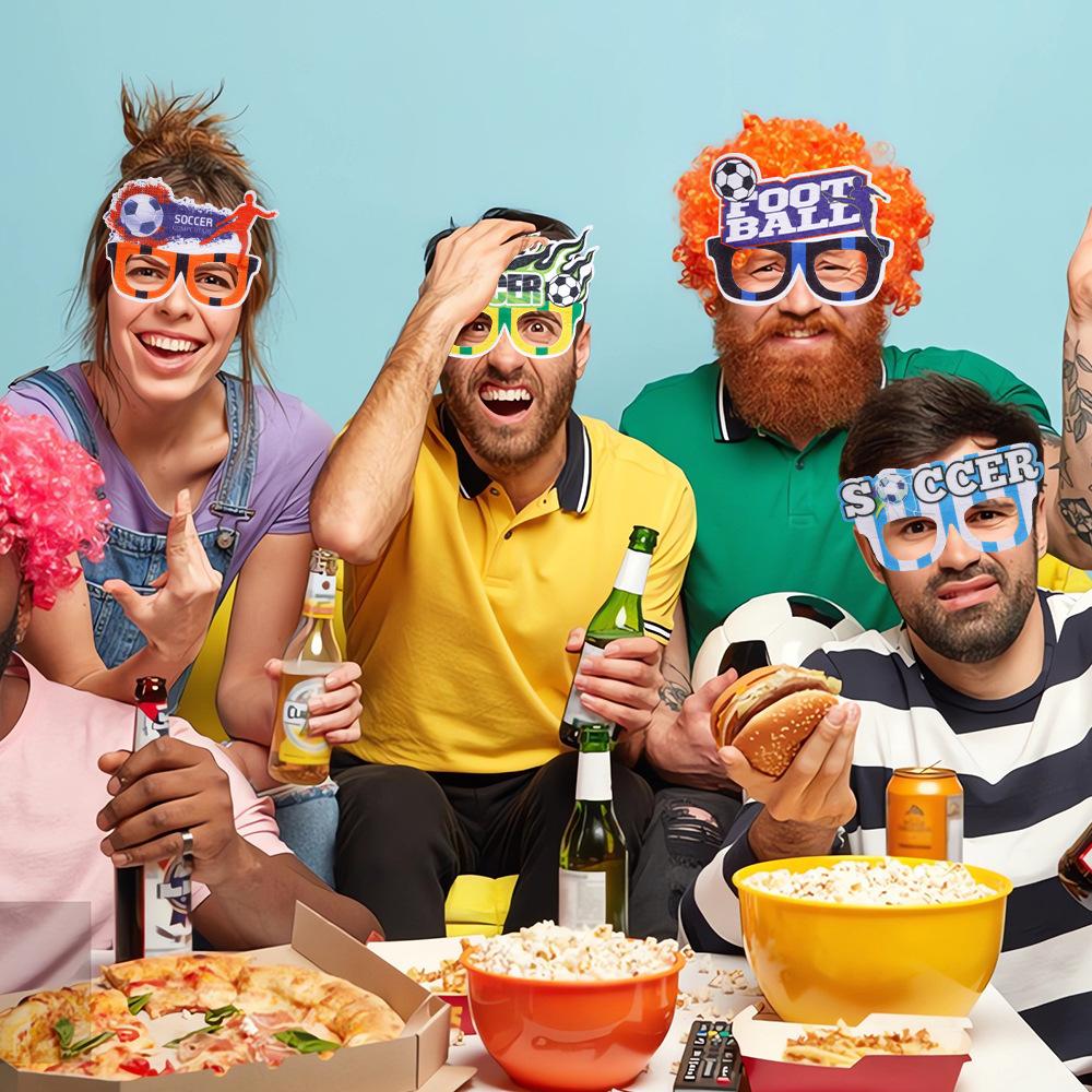 World Cup football game decorations, glasses, fan cheering photo props, beer glasses, football letter glasses frames