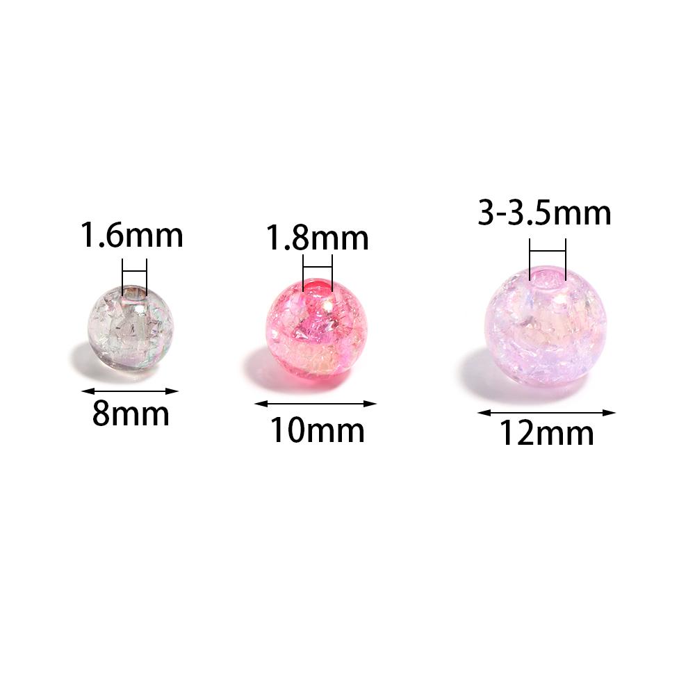 50/100pcs Cracked Acrylic Beads Candy Color Mixed Round Loose Spacer Beads For Jewelry Making DIY Bracelets Necklace Accessories