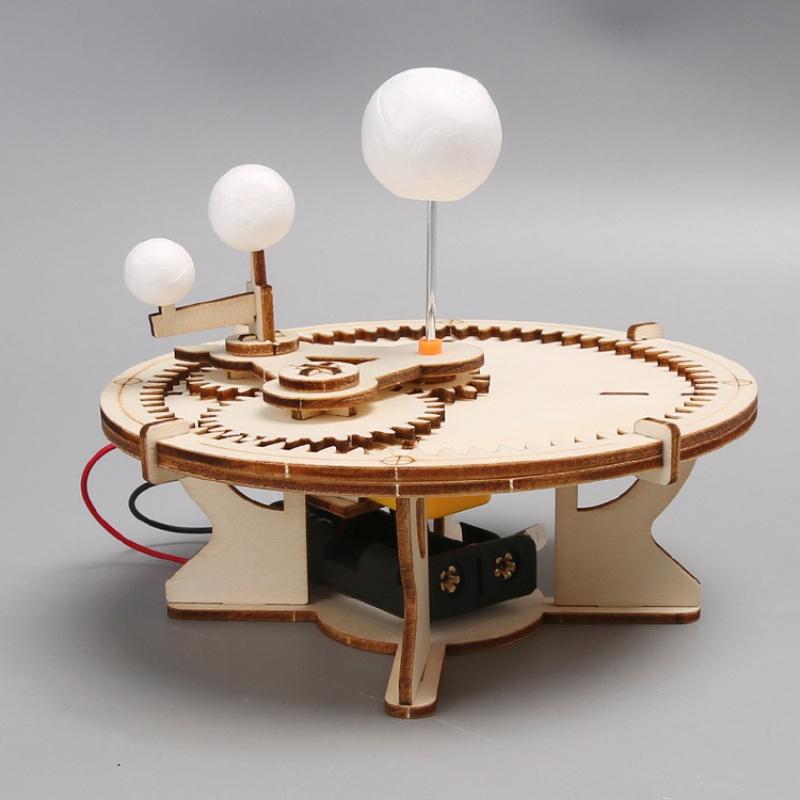 DIY Solar System Astronomy Sun Earth Moon Planet Model Wooden Mechanical Set Children's Science Popularization and Puzzle Toy