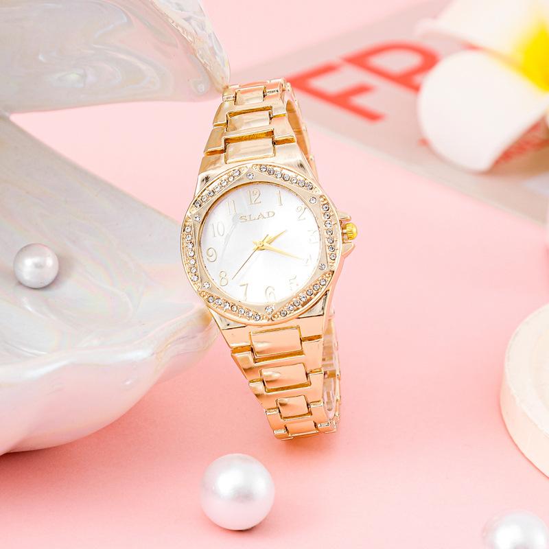 Montre Simple pour Femme Incrustée de Diamants, Montre à Quartz Haut de Gamme, Tempérament Mode Féminin, Montre Bracelet Décontractée de Luxe Léger