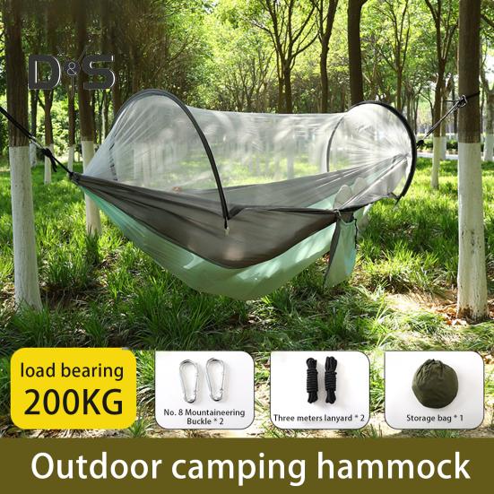 Amaca da campeggio con rete anti-moscerini da 200 kg, traspirante, leggera, portatile, singola, con cinghie per alberi, facile da montare, per interni ed esterni, da trekking