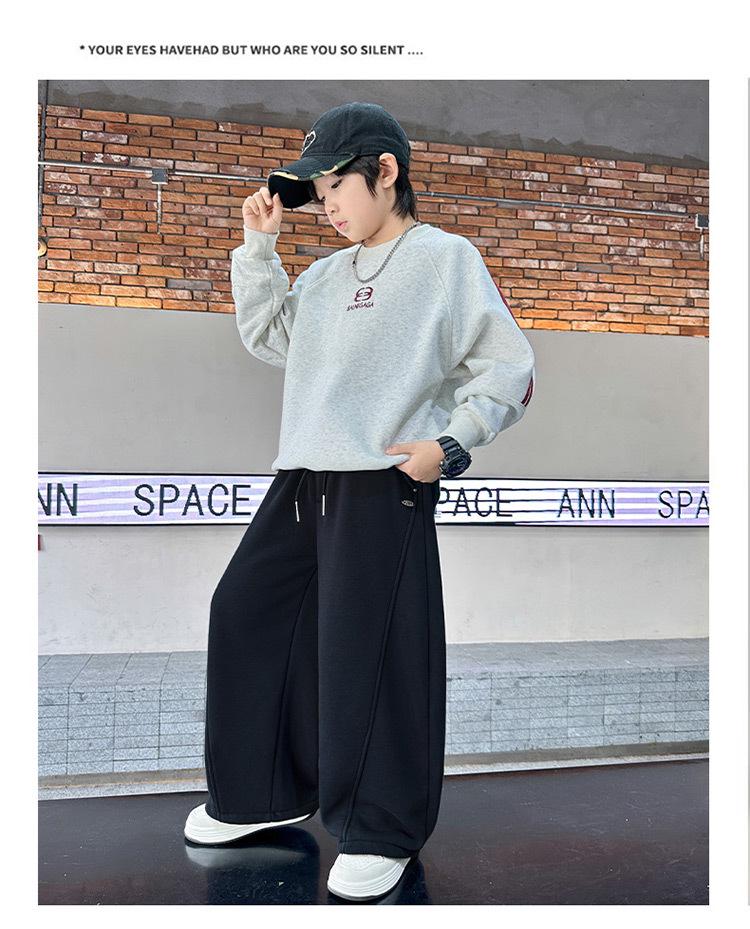 2025 New Boys' Fleece-Lined Thick Trousers: Autumn/Winter Korean-Style Sweatpants for Older Kids