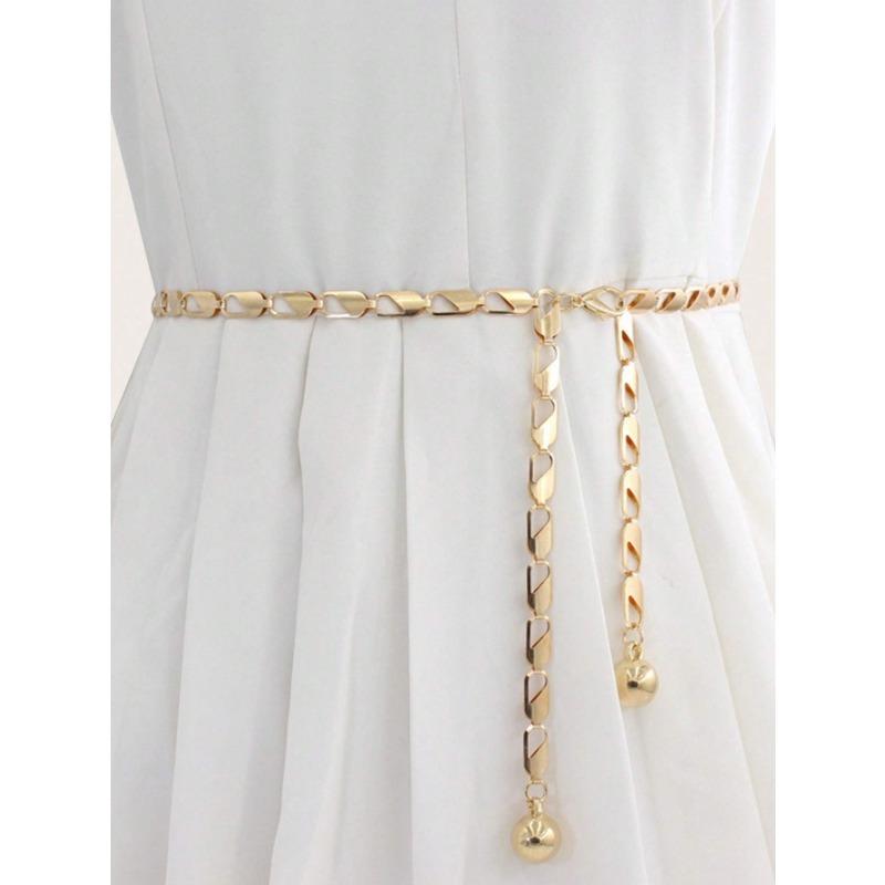 1pc Stylish Zinc Alloy Chain Waist Belt, Gold/Silver Color, Versatile Metal Waist Chain To Match Dress, Skirt, Pants, Suitable For Valentine's Day
