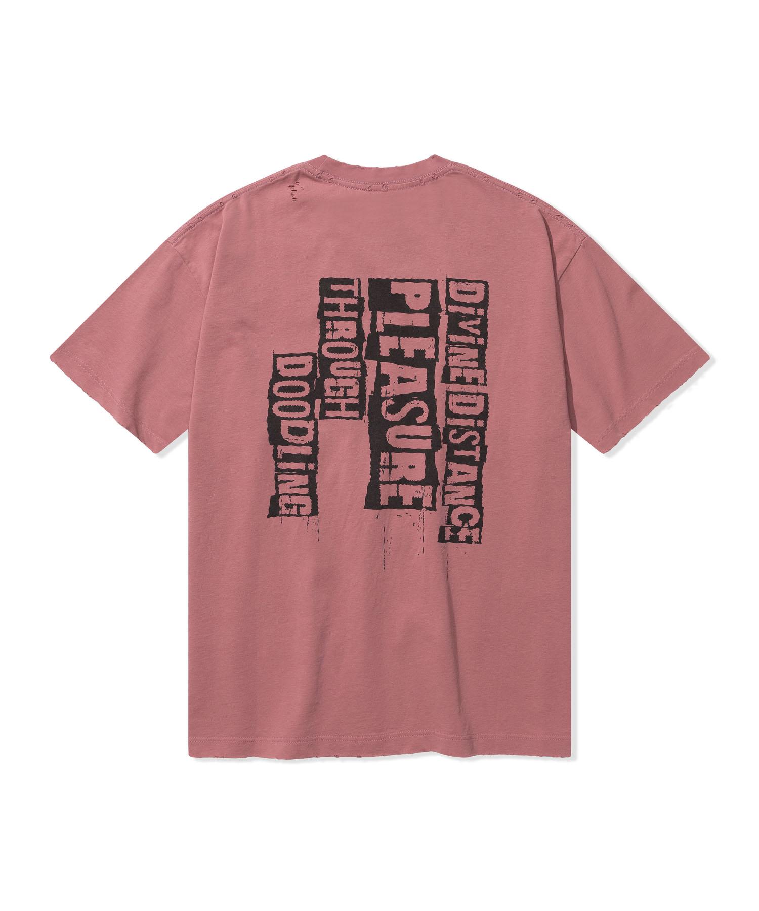 Divine Distance Damaged Punk Logo T-Shirt [Pink] L