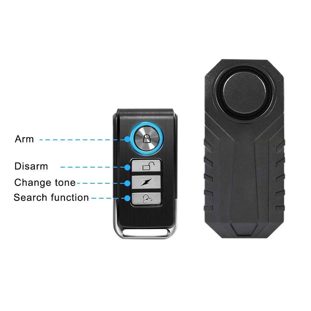 Fietsalarm 113dB Anti-diefstal Draadloze Vibratie Afstandsbediening Fiets Motorfiets Alarmen Huis Buiten Beveiligingsbescherming