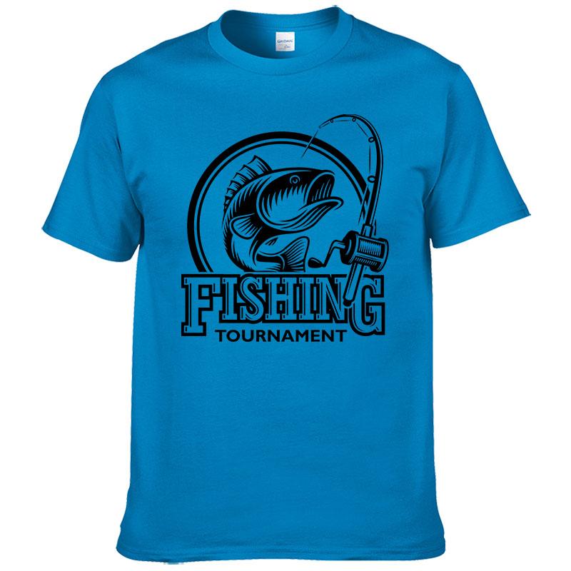 2024 Summer Fashion Fishing T-shirt Printed T Shirt Men 100% Cotton Short Sleeve Casual Streetwear Homme Tops Print Tees F06