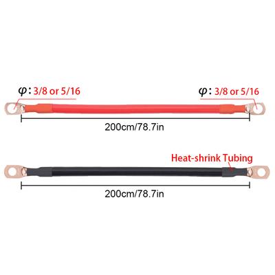 6AWG PVC Pure Copper Wire Red Black 2M Thick Copper Terminals 5/16 3/8 6pcs Heat Shrink Tubing Battery Power Welding Cable