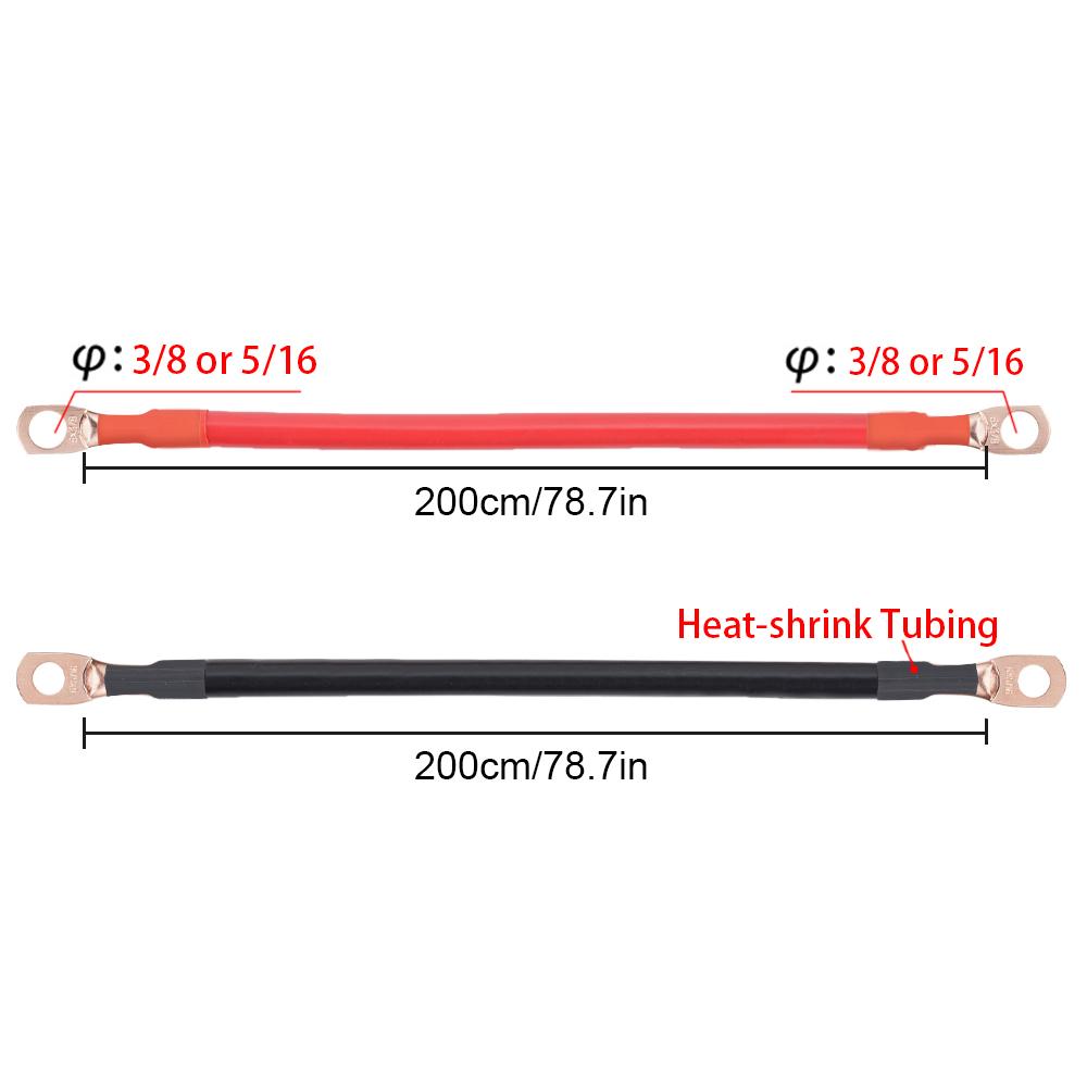 6AWG PVC Pure Copper Wire Red Black 2M Thick Copper Terminals 5/16 3/8 6pcs Heat Shrink Tubing Battery Power Welding Cable