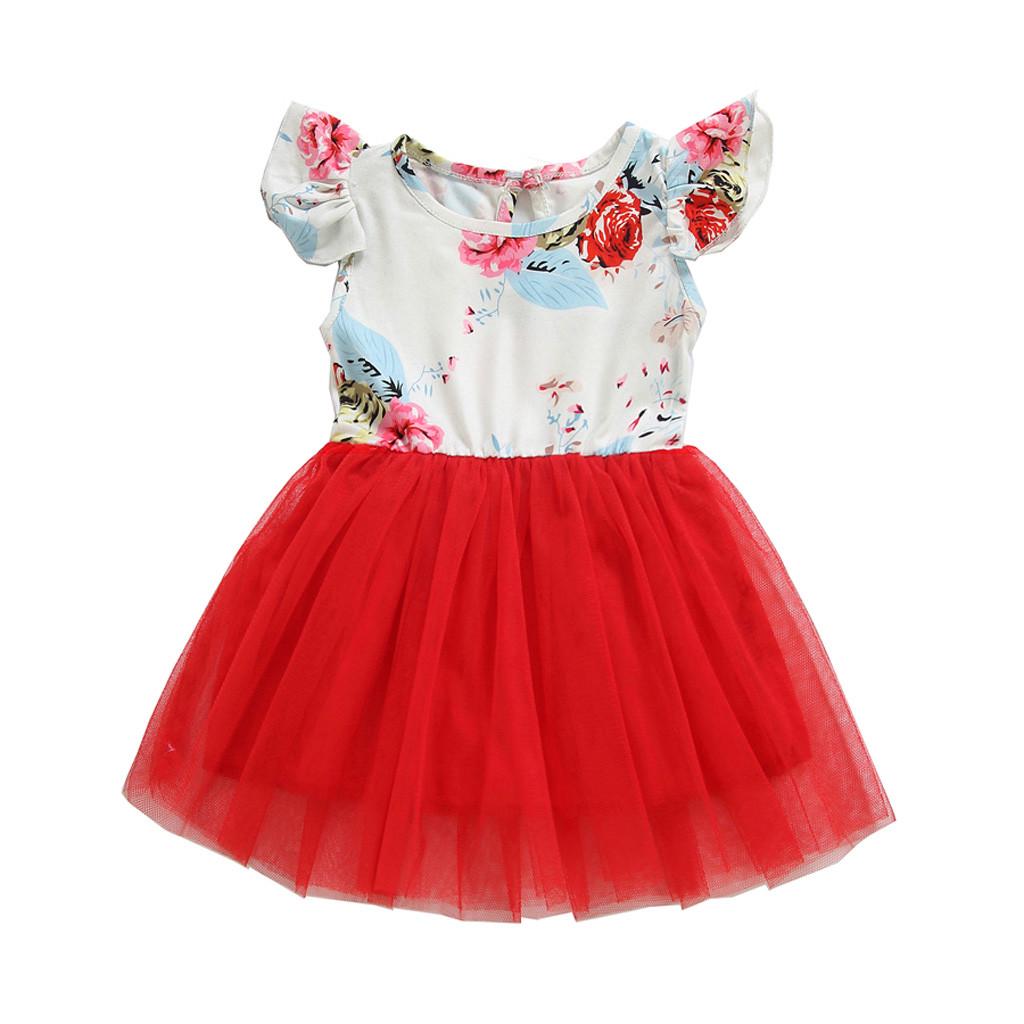 Buy Toddler Kid Baby Girl Short Sleeve Flower Lace Party Princess Dress