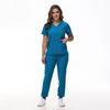 Medical Scrub Suit Healthcare Worker Scrub Top and Pants, Doctor's Work Uniform Elastic Quick-dry Short Sleeve Long Pants Nurse Outfit Set