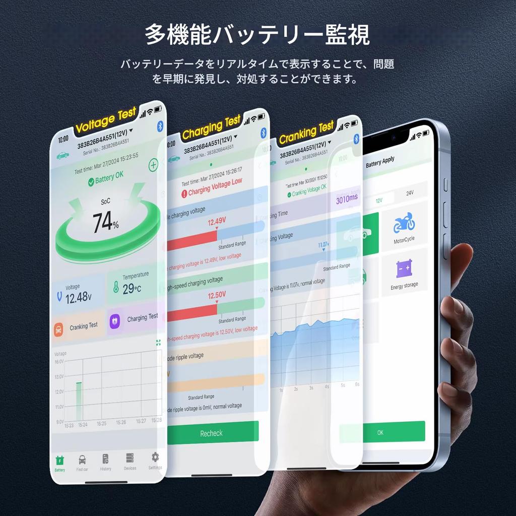 ANCEL BM300 Pro Monitor 24V Tester SOC Health Analyzer Tool