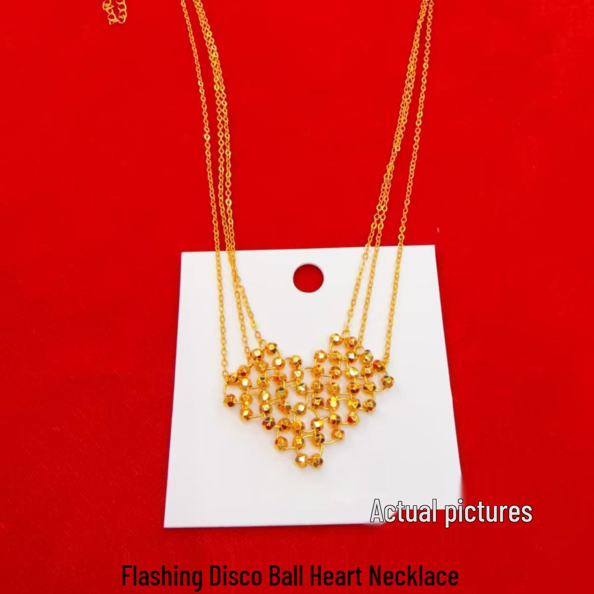 Gold Heart Interlocking Necklace - Elegant, Sparkling, and Versatile Gift for Girlfriend