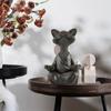 Skurrile schwarze Buddha-Katzenstatue, Meditation, Yoga-Kollektion, glückliche Katze, dekorative Kunstskulptur, Gartenstatue für den Außenbereich