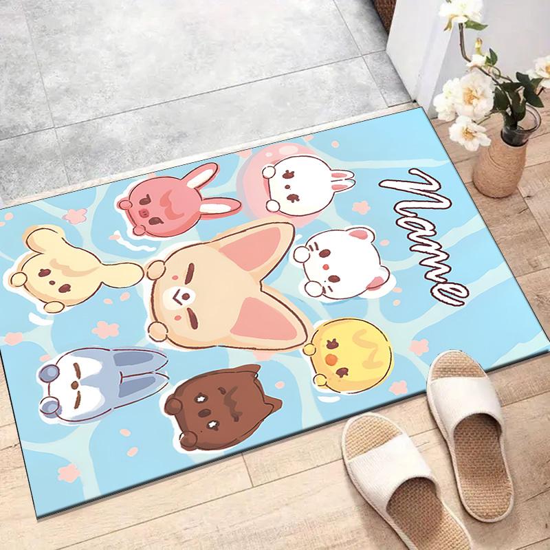 Custom Kpop Team Mat Personalized Name, Polyester Washable Indoor Entryway Rug, Gift for Christmas, Easter, Thanksgiving Day